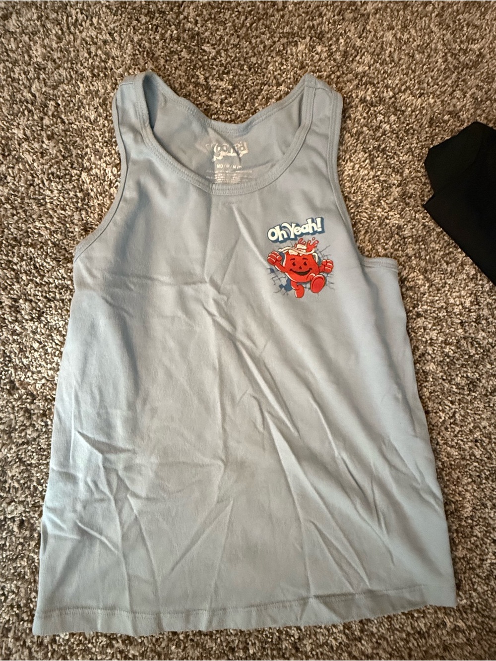 MAD Engine Light Blue Tank Top with Red Character Graphic